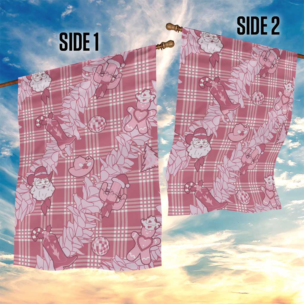 Pink Palaka Hawaii Cowboy Christmas Garden Flag Paniolo Mix Maile Lei LT7 - Polynesian Pride