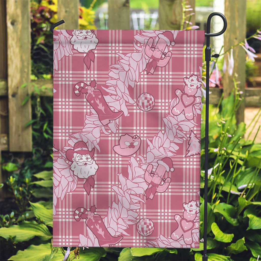 Pink Palaka Hawaii Cowboy Christmas Garden Flag Paniolo Mix Maile Lei LT7 Garden Flag Pink - Polynesian Pride