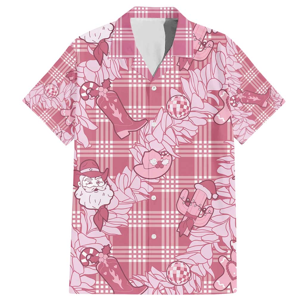 Pink Palaka Hawaii Cowboy Christmas Hawaiian Shirt Paniolo Mix Maile Lei LT7 Pink - Polynesian Pride