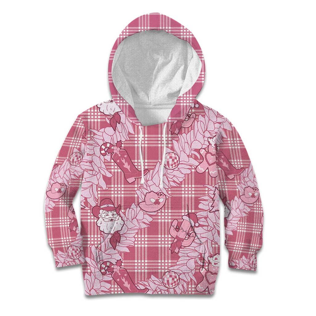 Pink Palaka Hawaii Cowboy Christmas Kid Hoodie Paniolo Mix Maile Lei LT7 Hoodie Pink - Polynesian Pride