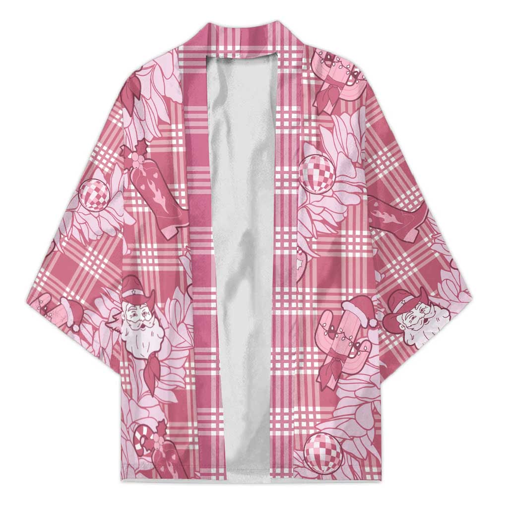 Pink Palaka Hawaii Cowboy Christmas Kimono Paniolo Mix Maile Lei LT7 Unisex Pink - Polynesian Pride