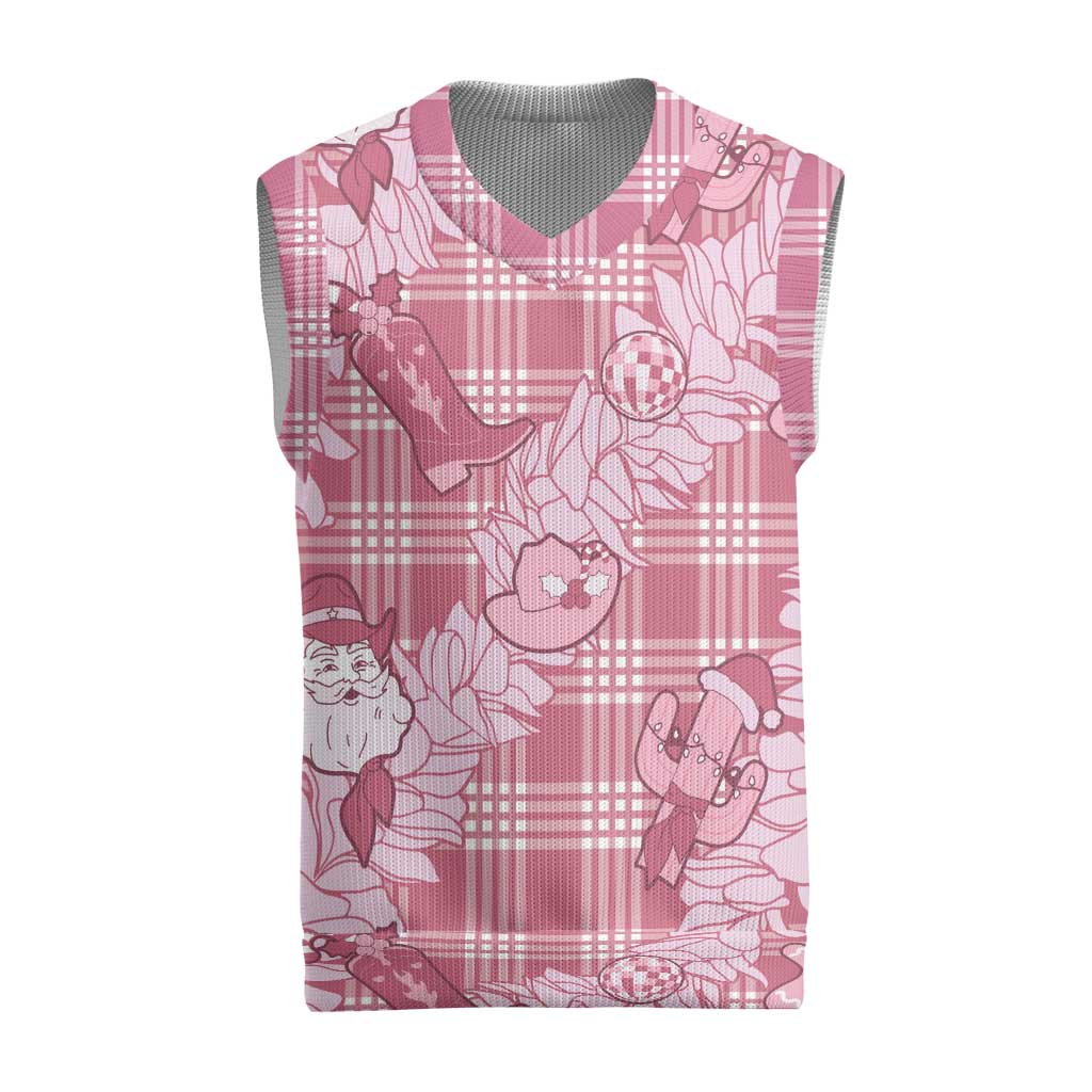 Pink Palaka Hawaii Cowboy Christmas Knitted V-Neck Vest Paniolo Mix Maile Lei LT7 Pink - Polynesian Pride