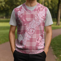 Pink Palaka Hawaii Cowboy Christmas Knitted V-Neck Vest Paniolo Mix Maile Lei LT7 - Polynesian Pride