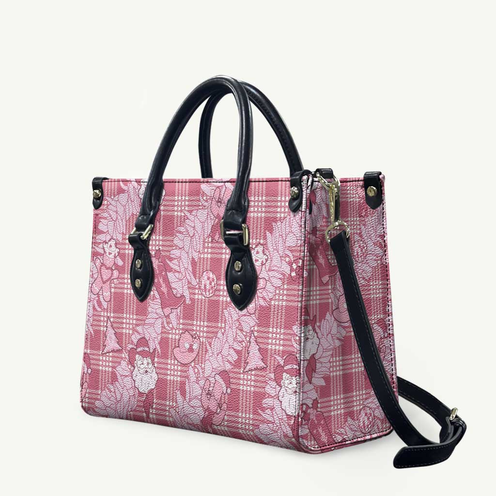 Pink Palaka Hawaii Cowboy Christmas Leather Bag Paniolo Mix Maile Lei LT7 Pink - Polynesian Pride