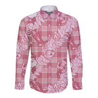 Pink Palaka Hawaii Cowboy Christmas Long Sleeve Button Shirt Paniolo Mix Maile Lei LT7 Unisex Pink - Polynesian Pride