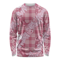Pink Palaka Hawaii Cowboy Christmas Long Sleeve Shirt Paniolo Mix Maile Lei LT7 Unisex Pink - Polynesian Pride