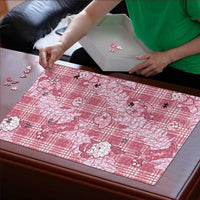 Pink Palaka Hawaii Cowboy Christmas Puzzle Paniolo Mix Maile Lei LT7 - Polynesian Pride