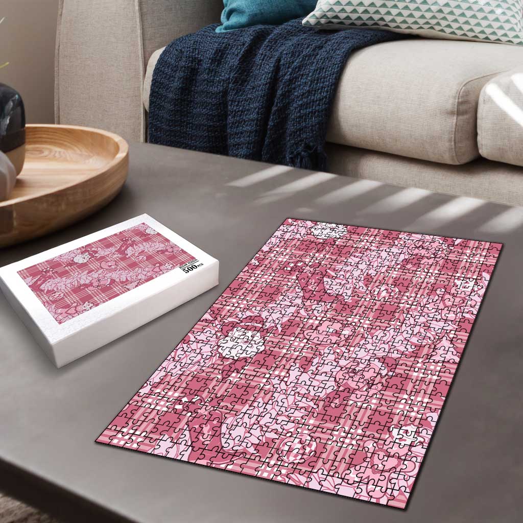 Pink Palaka Hawaii Cowboy Christmas Puzzle Paniolo Mix Maile Lei LT7 - Polynesian Pride