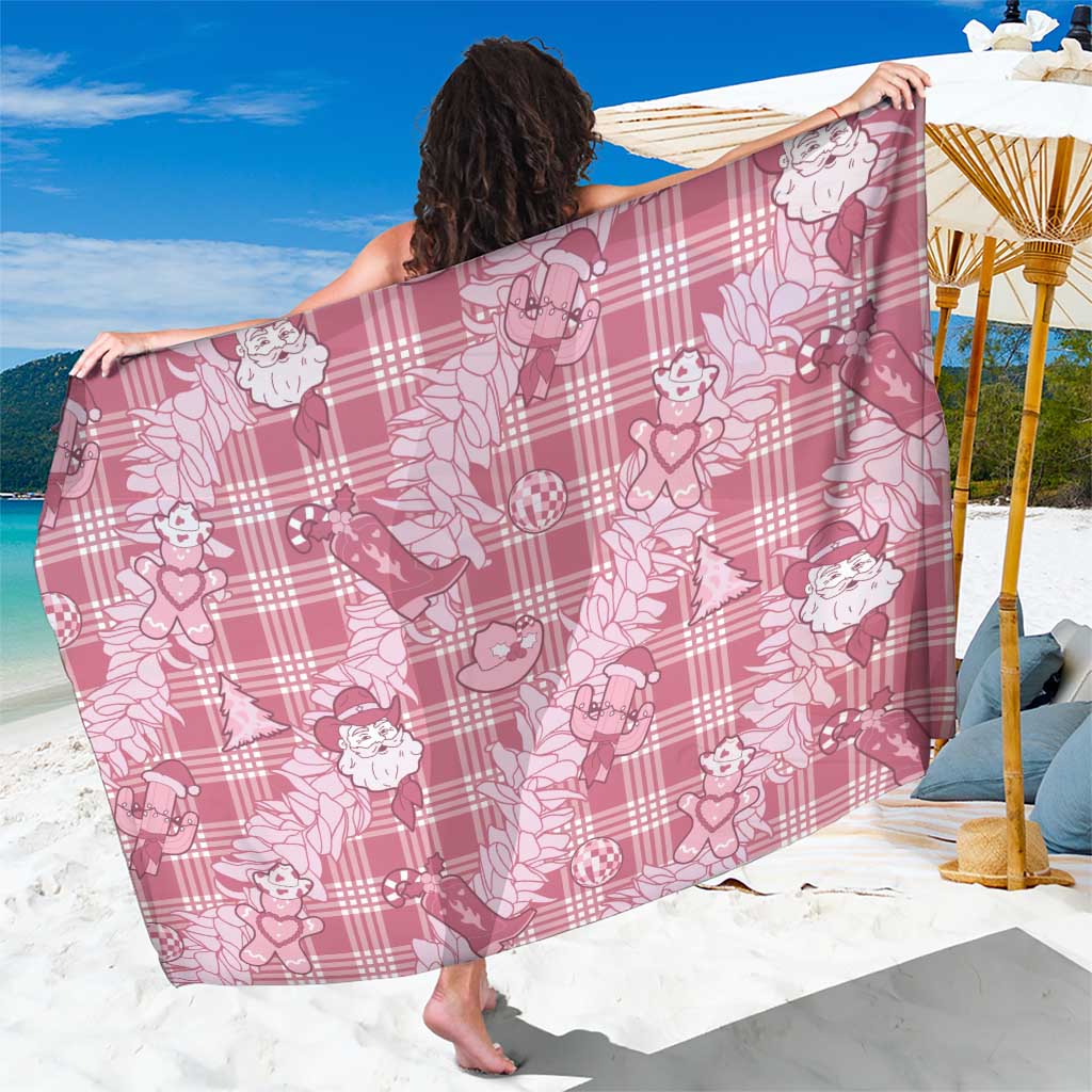 Pink Palaka Hawaii Cowboy Christmas Sarong Paniolo Mix Maile Lei LT7 One Size 44 x 66 inches Pink - Polynesian Pride