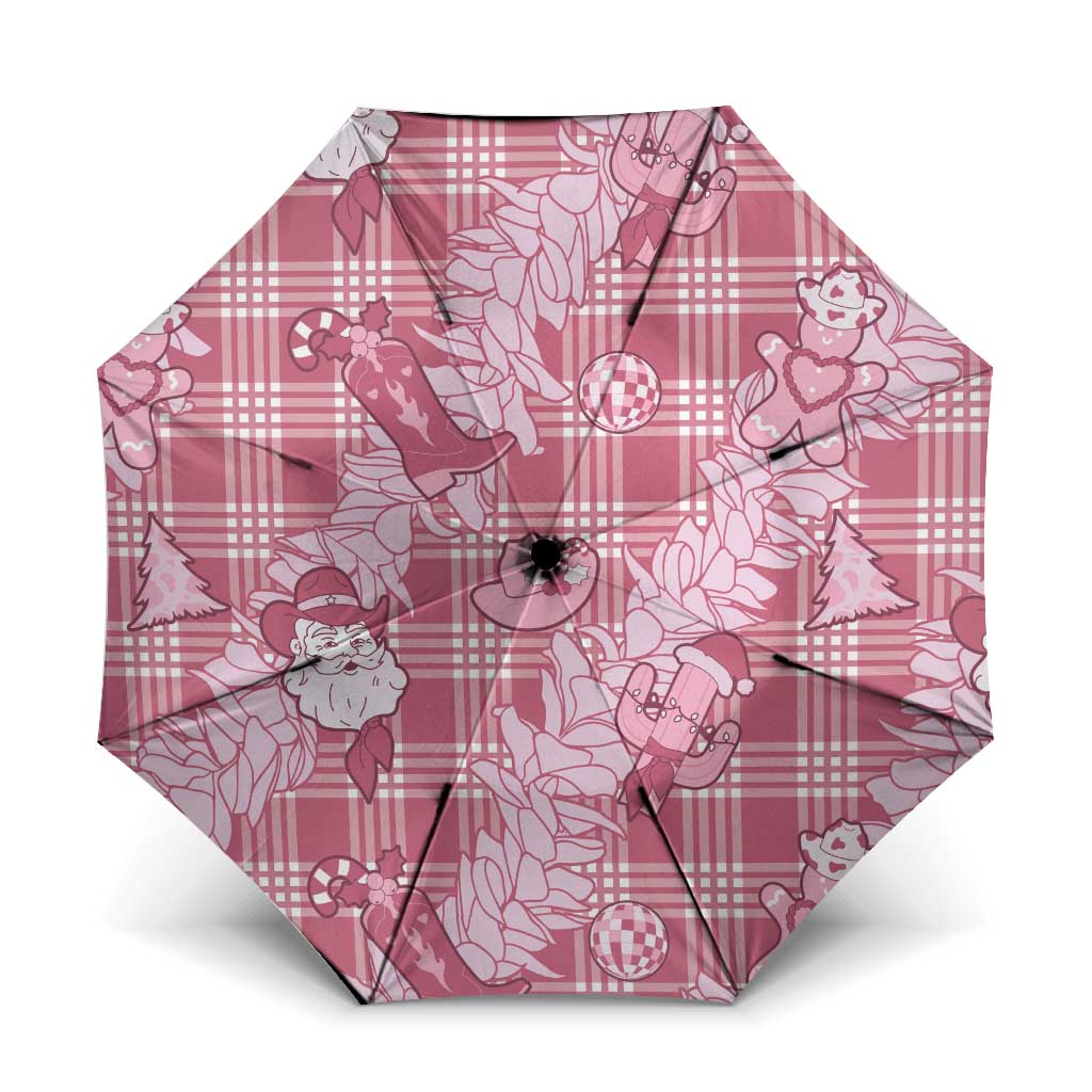 Pink Palaka Hawaii Cowboy Christmas Umbrella Paniolo Mix Maile Lei LT7 One Size Folded 11.42 inch Opened Diameter 37.4 inch Pink - Polynesian Pride