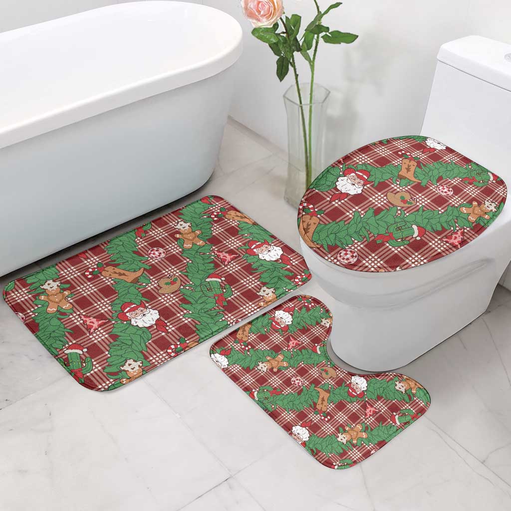 Red Palaka Hawaii Cowboy Christmas Bathroom Set Paniolo Mix Maile Lei LT7 - Polynesian Pride