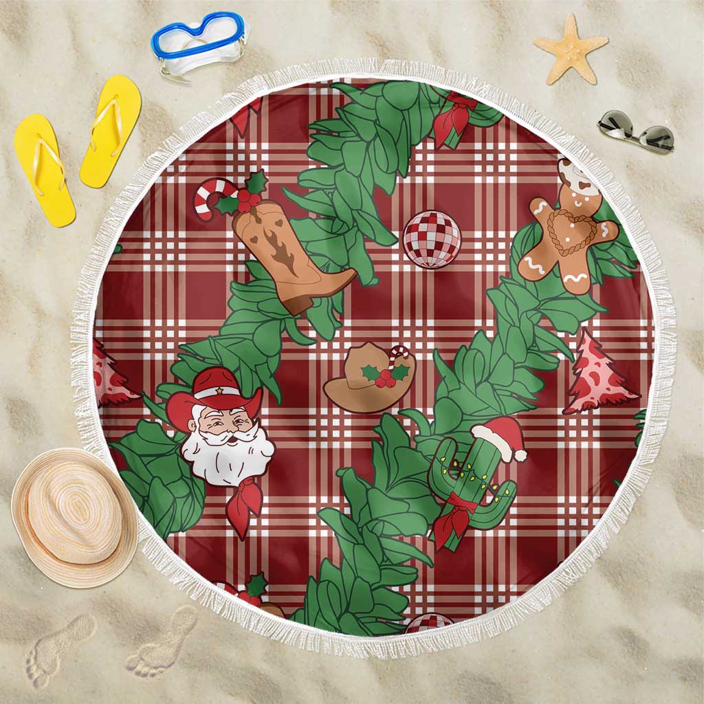 Red Palaka Hawaii Cowboy Christmas Beach Blanket Paniolo Mix Maile Lei LT7 One Size 150cm Red - Polynesian Pride
