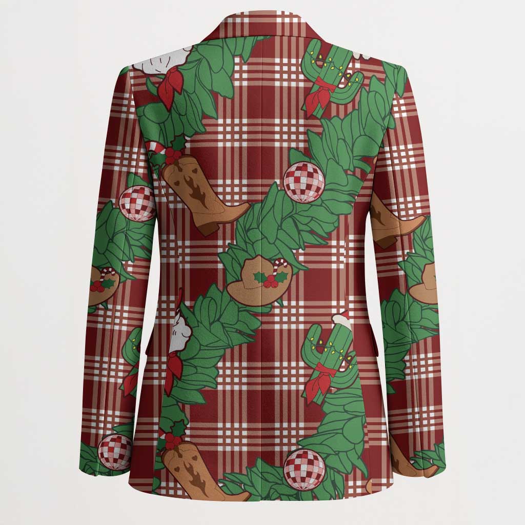 Red Palaka Hawaii Cowboy Christmas Blazer Paniolo Mix Maile Lei LT7 - Polynesian Pride