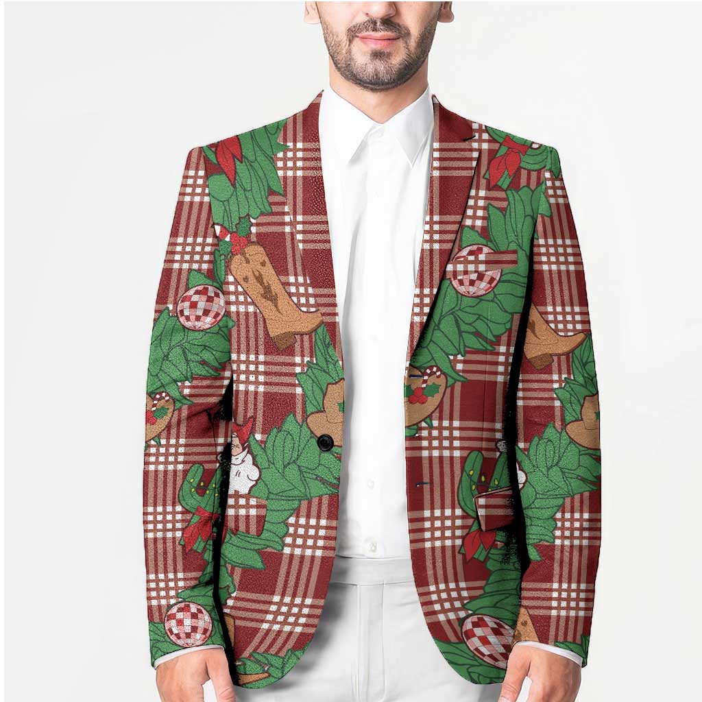 Red Palaka Hawaii Cowboy Christmas Blazer Paniolo Mix Maile Lei LT7 - Polynesian Pride
