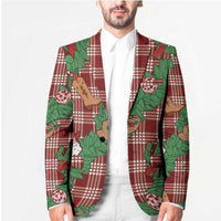Red Palaka Hawaii Cowboy Christmas Blazer Paniolo Mix Maile Lei LT7 - Polynesian Pride