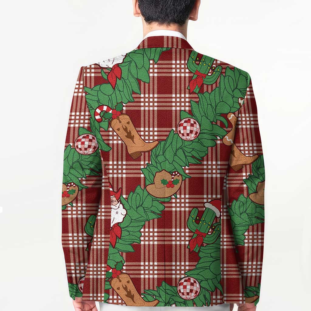 Red Palaka Hawaii Cowboy Christmas Blazer Paniolo Mix Maile Lei LT7 - Polynesian Pride