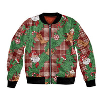 Red Palaka Hawaii Cowboy Christmas Bomber Jacket Paniolo Mix Maile Lei LT7 Unisex Red - Polynesian Pride