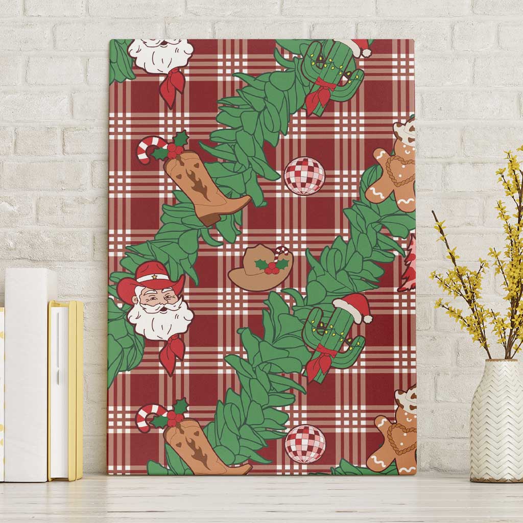 Red Palaka Hawaii Cowboy Christmas Canvas Wall Art Paniolo Mix Maile Lei LT7 Without Frame Red - Polynesian Pride
