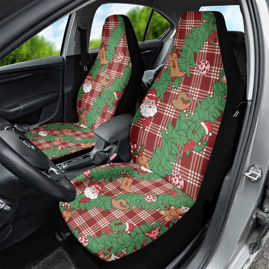 Red Palaka Hawaii Cowboy Christmas Car Seat Cover Paniolo Mix Maile Lei LT7 - Polynesian Pride