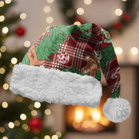 Red Palaka Hawaii Cowboy Christmas Santa Hat Paniolo Mix Maile Lei LT7 With Fur Red - Polynesian Pride