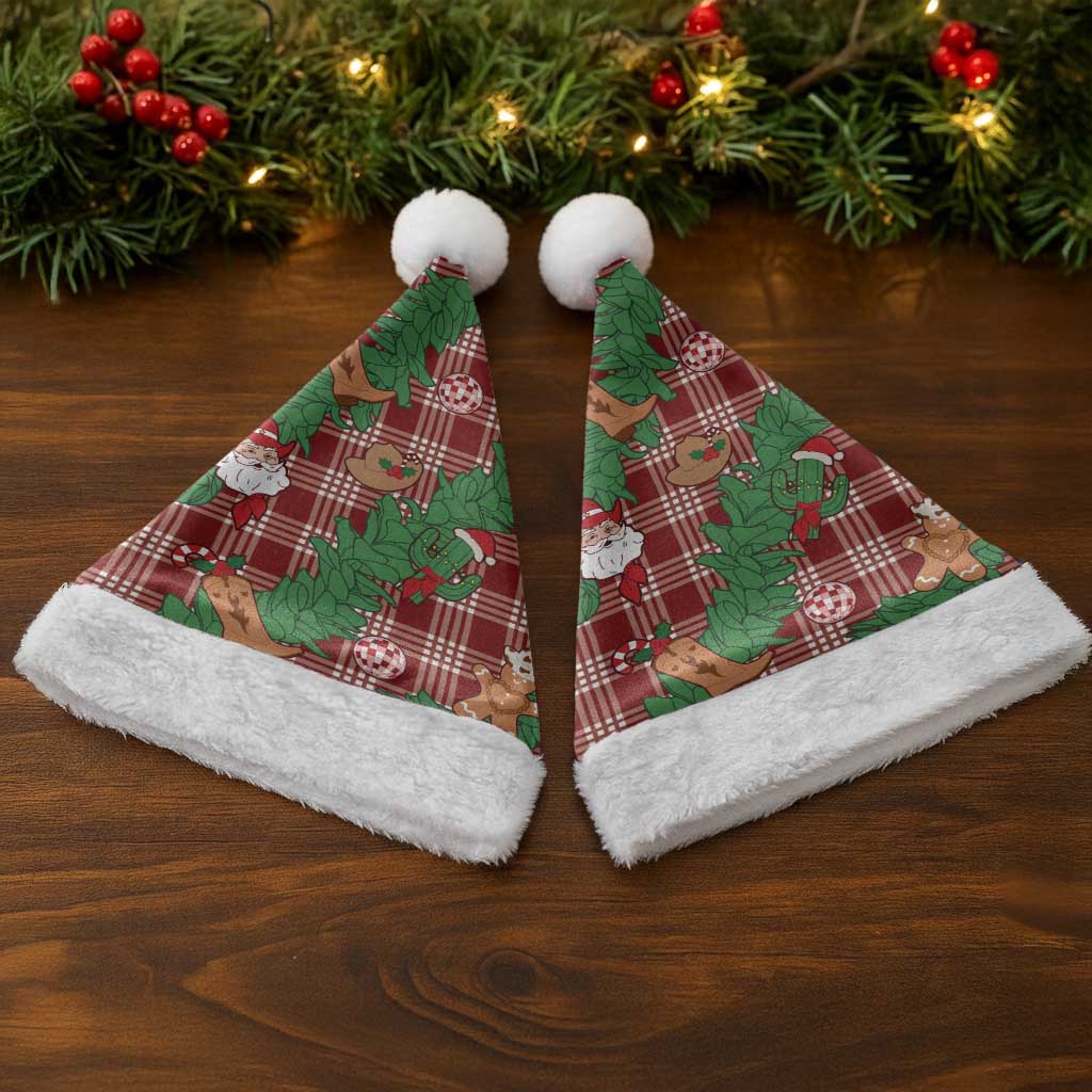 Red Palaka Hawaii Cowboy Christmas Santa Hat Paniolo Mix Maile Lei LT7 - Polynesian Pride