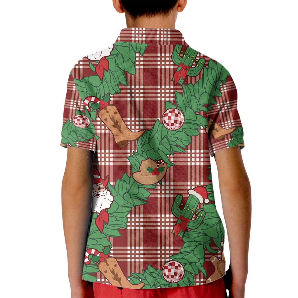 Red Palaka Hawaii Cowboy Christmas Kid Polo Shirt Paniolo Mix Maile Lei LT7 - Polynesian Pride