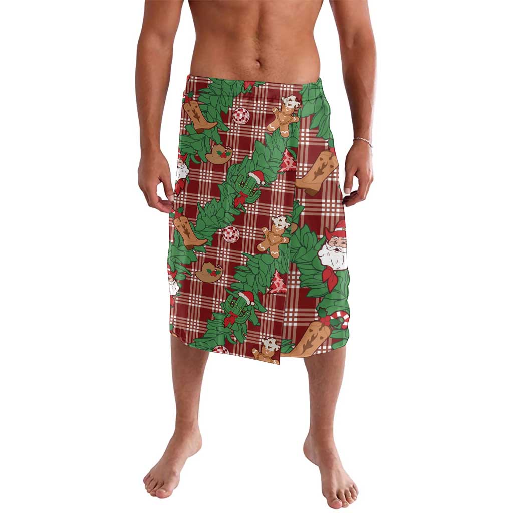 Red Palaka Hawaii Cowboy Christmas Lavalava Paniolo Mix Maile Lei LT7 Red - Polynesian Pride