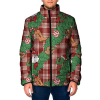 Red Palaka Hawaii Cowboy Christmas Padded Jacket Paniolo Mix Maile Lei LT7 Men Red - Polynesian Pride