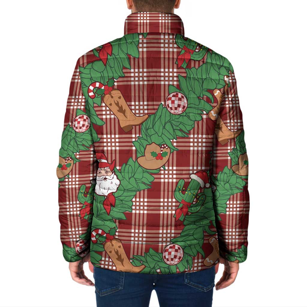 Red Palaka Hawaii Cowboy Christmas Padded Jacket Paniolo Mix Maile Lei LT7 - Polynesian Pride