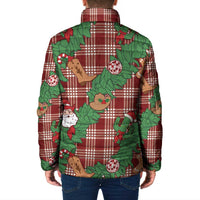 Red Palaka Hawaii Cowboy Christmas Padded Jacket Paniolo Mix Maile Lei LT7 - Polynesian Pride