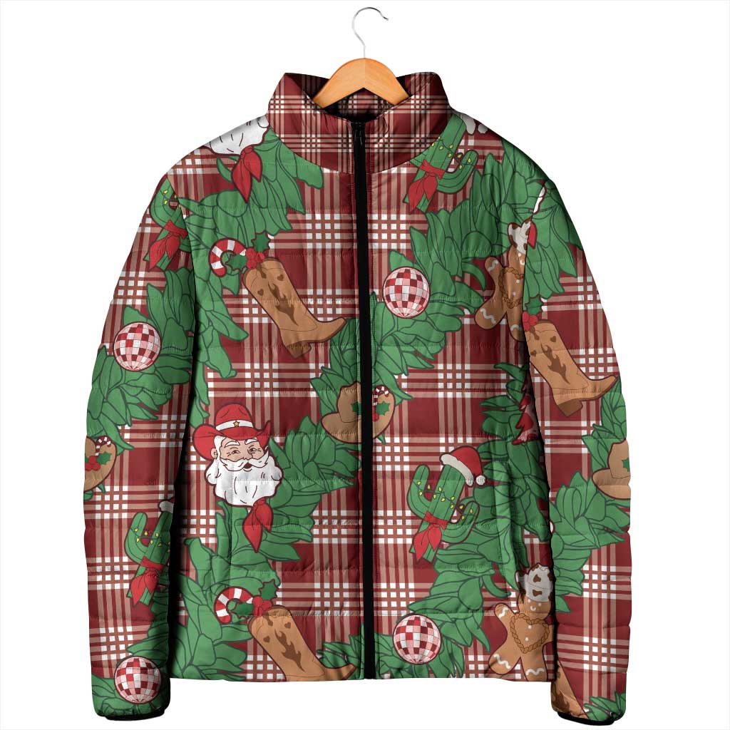 Red Palaka Hawaii Cowboy Christmas Padded Jacket Paniolo Mix Maile Lei LT7 - Polynesian Pride