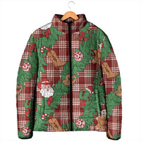 Red Palaka Hawaii Cowboy Christmas Padded Jacket Paniolo Mix Maile Lei LT7 - Polynesian Pride