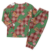 Red Palaka Hawaii Cowboy Christmas Pajama Set Paniolo Mix Maile Lei LT7 - Polynesian Pride