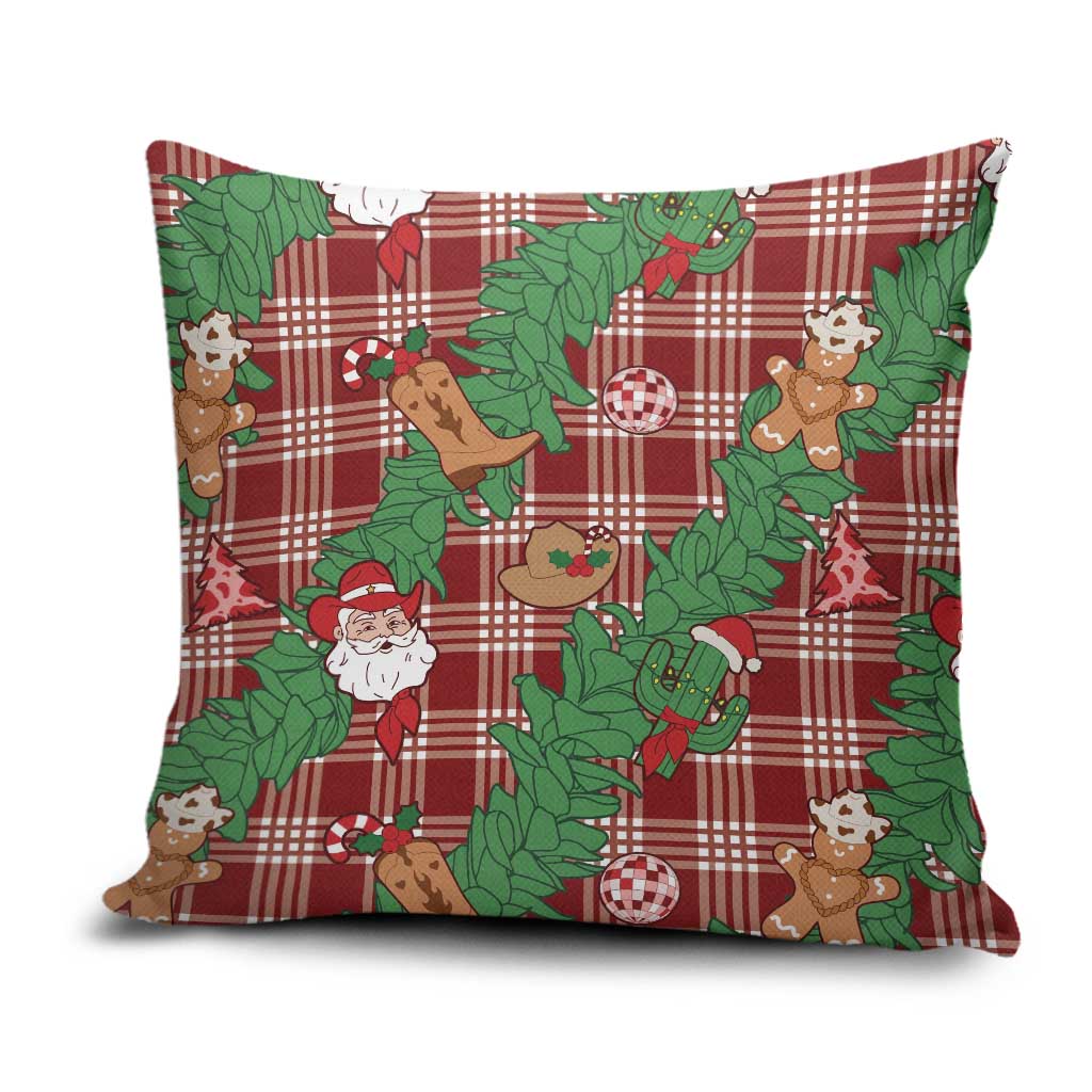 Red Palaka Hawaii Cowboy Christmas Pillow Cover Paniolo Mix Maile Lei LT7 Red - Polynesian Pride