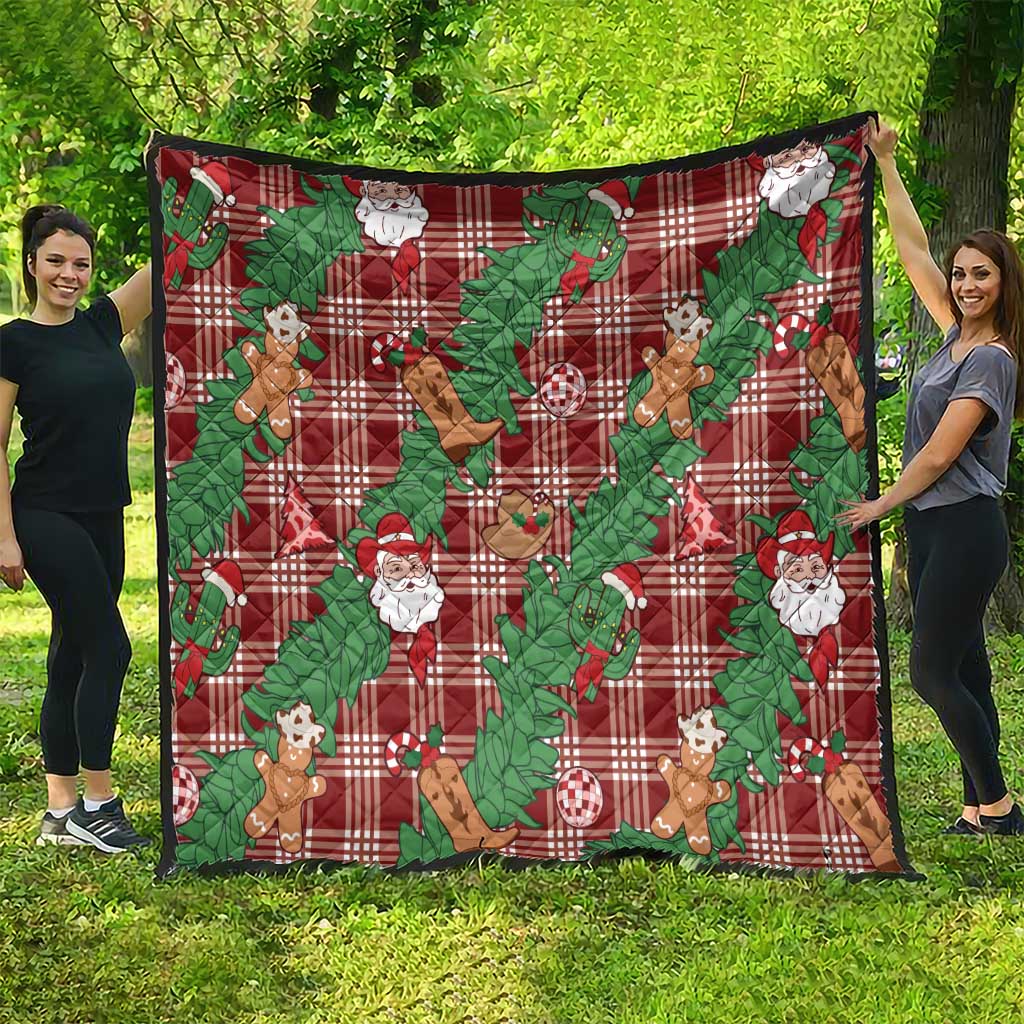 Red Palaka Hawaii Cowboy Christmas Quilt Paniolo Mix Maile Lei LT7 - Polynesian Pride