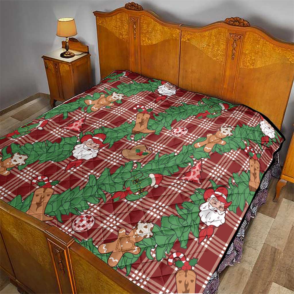 Red Palaka Hawaii Cowboy Christmas Quilt Paniolo Mix Maile Lei LT7 - Polynesian Pride