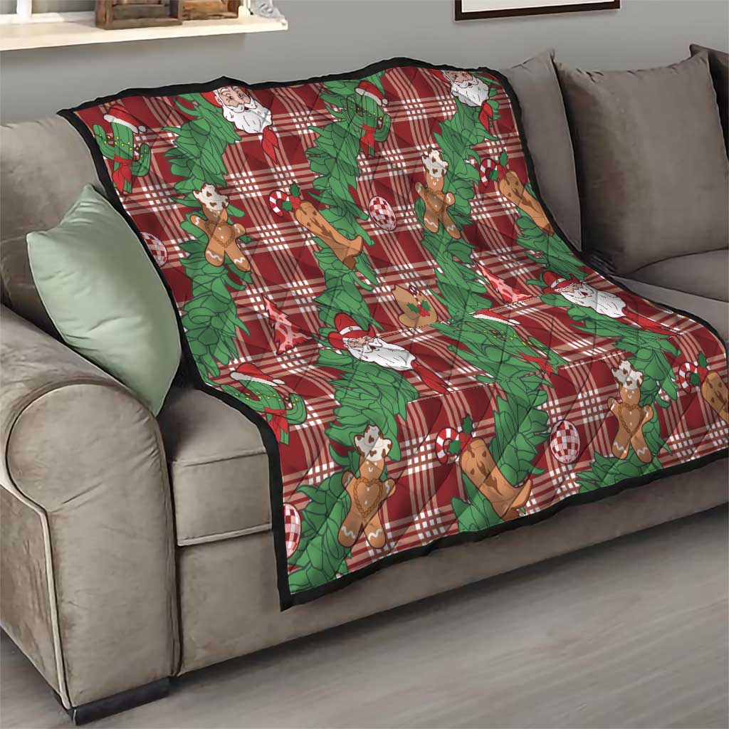 Red Palaka Hawaii Cowboy Christmas Quilt Paniolo Mix Maile Lei LT7 - Polynesian Pride