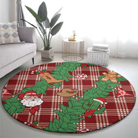Red Palaka Hawaii Cowboy Christmas Round Carpet Paniolo Mix Maile Lei LT7 - Polynesian Pride