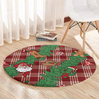 Red Palaka Hawaii Cowboy Christmas Round Carpet Paniolo Mix Maile Lei LT7 - Polynesian Pride