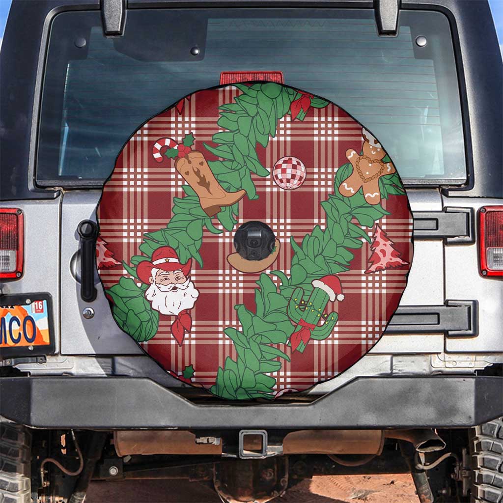 Red Palaka Hawaii Cowboy Christmas Spare Tire Cover Paniolo Mix Maile Lei LT7 Red - Polynesian Pride