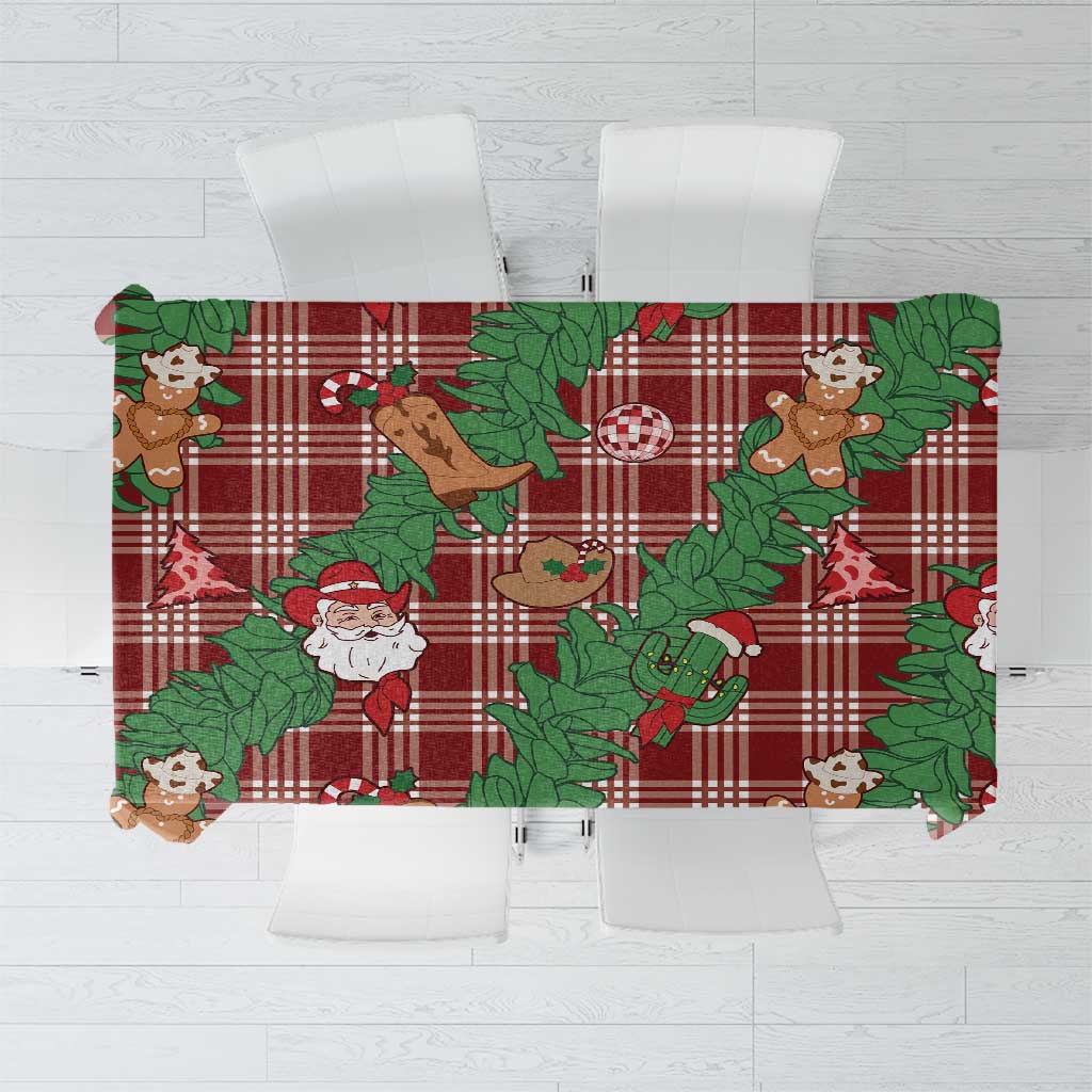 Red Palaka Hawaii Cowboy Christmas Tablecloth Paniolo Mix Maile Lei LT7 Red - Polynesian Pride