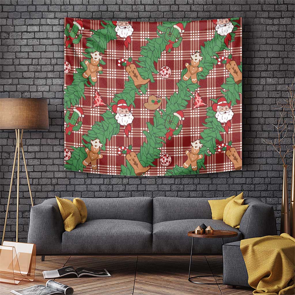 Red Palaka Hawaii Cowboy Christmas Tapestry Paniolo Mix Maile Lei LT7 Red - Polynesian Pride