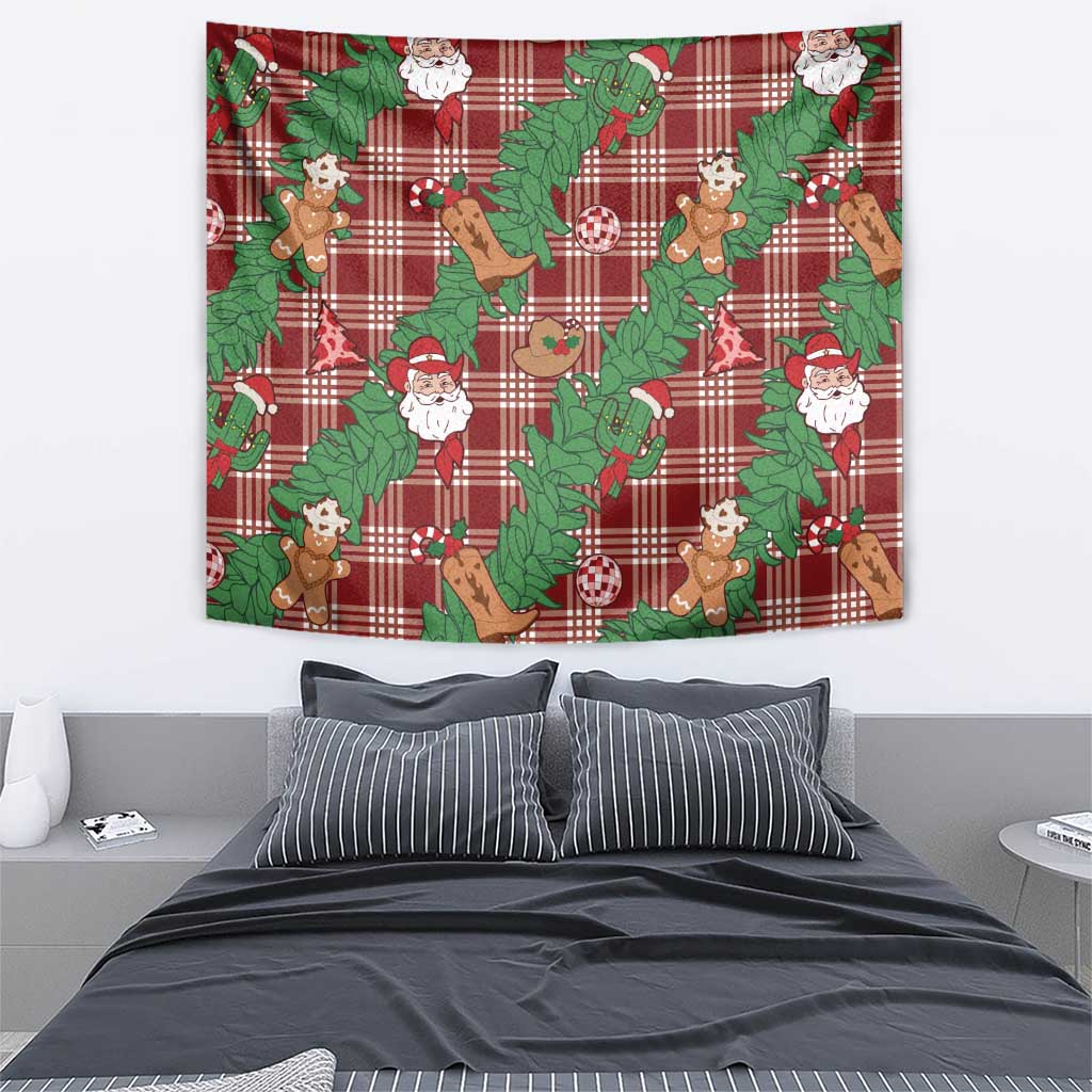 Red Palaka Hawaii Cowboy Christmas Tapestry Paniolo Mix Maile Lei LT7 - Polynesian Pride