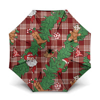 Red Palaka Hawaii Cowboy Christmas Umbrella Paniolo Mix Maile Lei LT7 One Size Folded 11.42 inch Opened Diameter 37.4 inch Red - Polynesian Pride