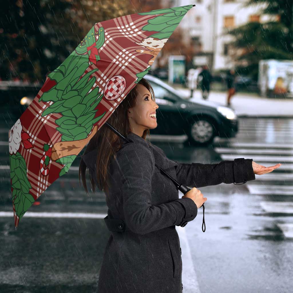 Red Palaka Hawaii Cowboy Christmas Umbrella Paniolo Mix Maile Lei LT7 - Polynesian Pride