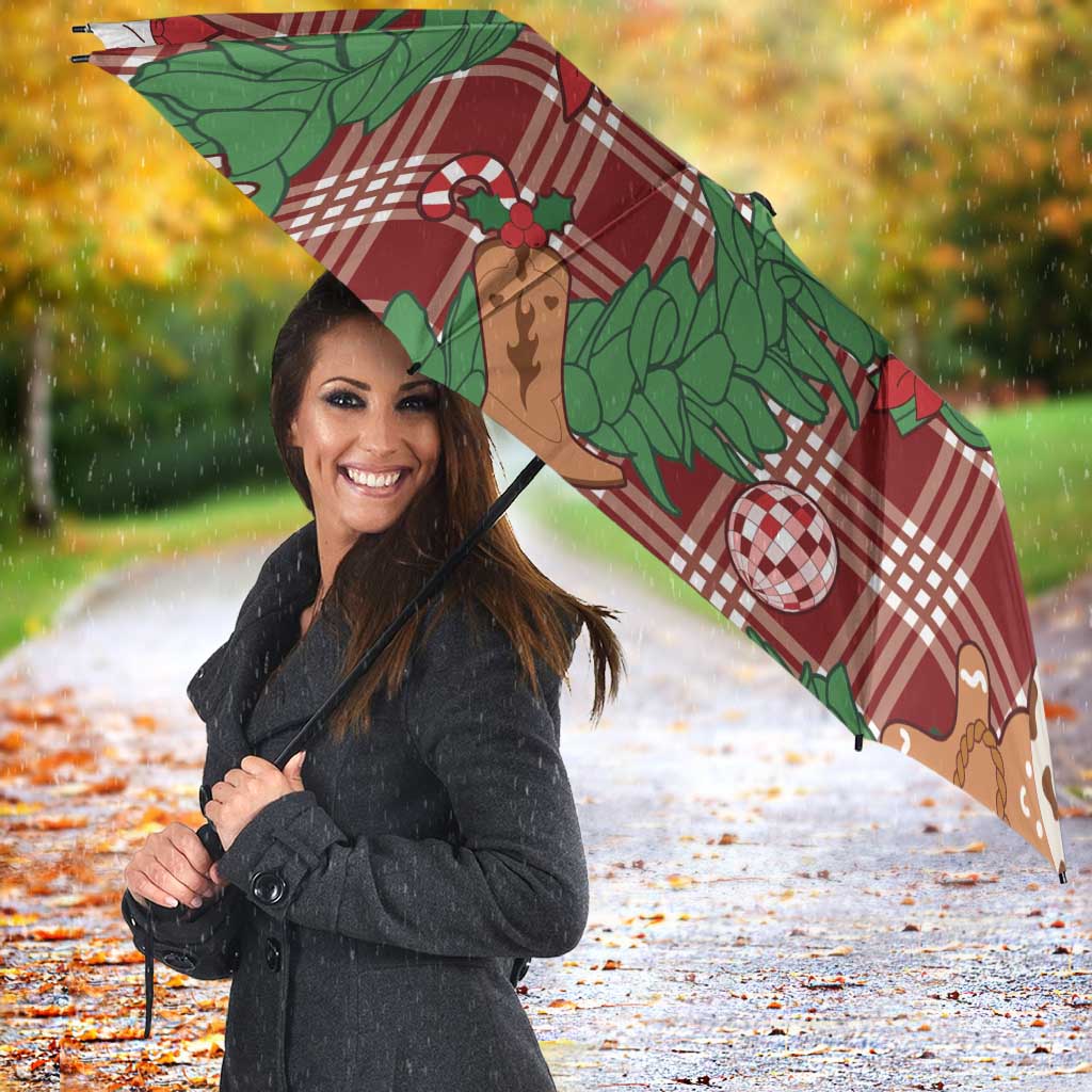 Red Palaka Hawaii Cowboy Christmas Umbrella Paniolo Mix Maile Lei LT7 - Polynesian Pride