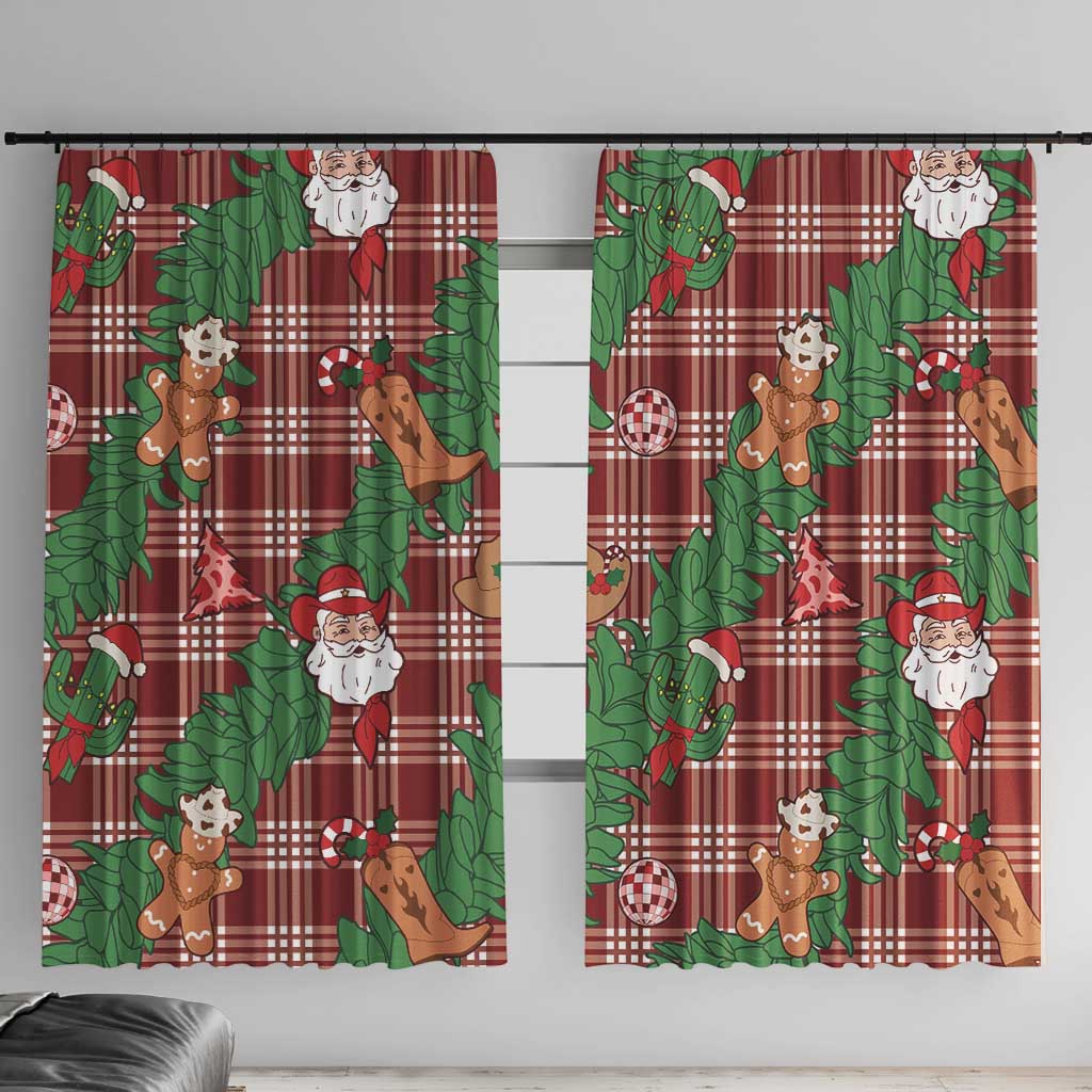 Red Palaka Hawaii Cowboy Christmas Window Curtain Paniolo Mix Maile Lei LT7 With Hooks Red - Polynesian Pride
