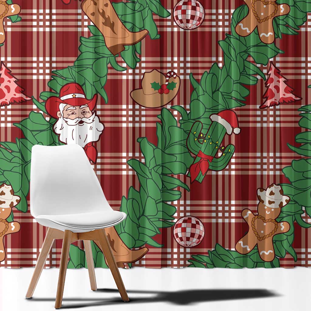 Red Palaka Hawaii Cowboy Christmas Window Curtain Paniolo Mix Maile Lei LT7 - Polynesian Pride