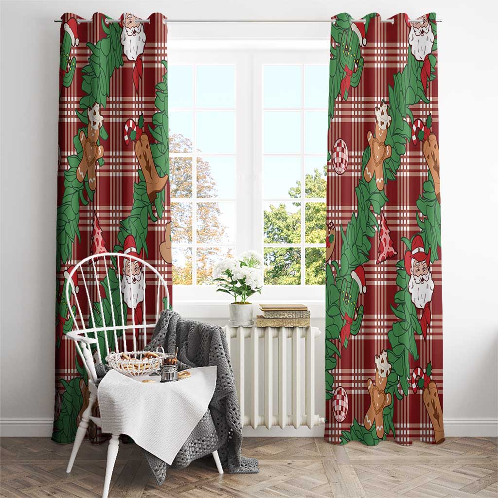 Red Palaka Hawaii Cowboy Christmas Window Curtain Paniolo Mix Maile Lei LT7 - Polynesian Pride
