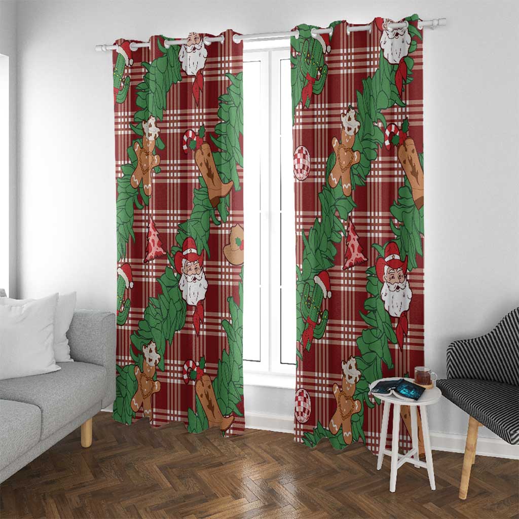 Red Palaka Hawaii Cowboy Christmas Window Curtain Paniolo Mix Maile Lei LT7 With Grommets Red - Polynesian Pride